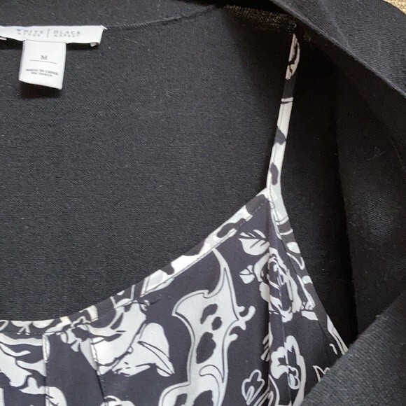 White House Black Market silk cotton blend tie front top with built in silk pnel - Picture 3 of 7